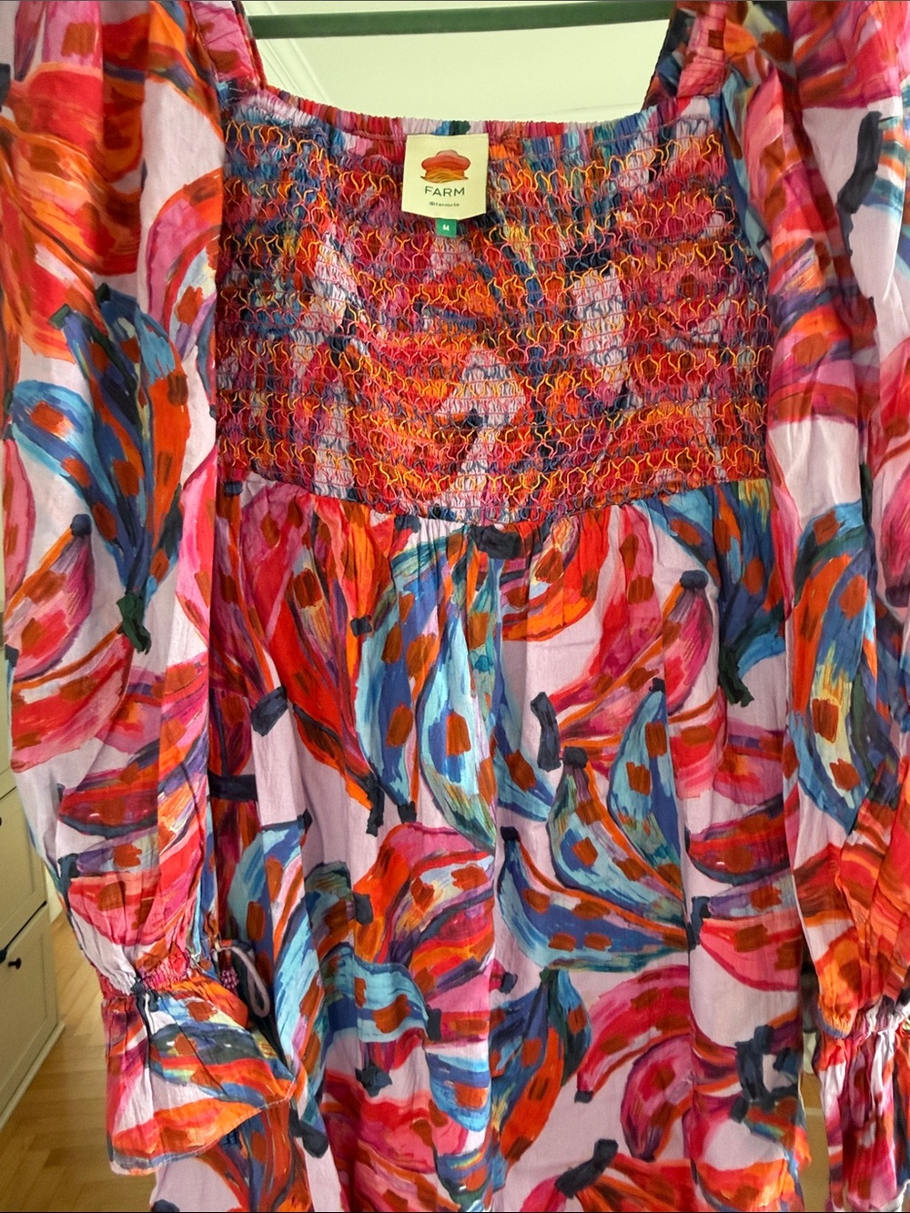 Vibrant Pink Multi-Color Smocked Midi Dress - Picture 6 of 6